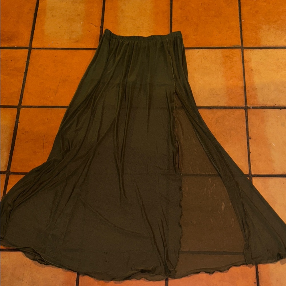 Olive Green Maxi Skirt - Unbranded